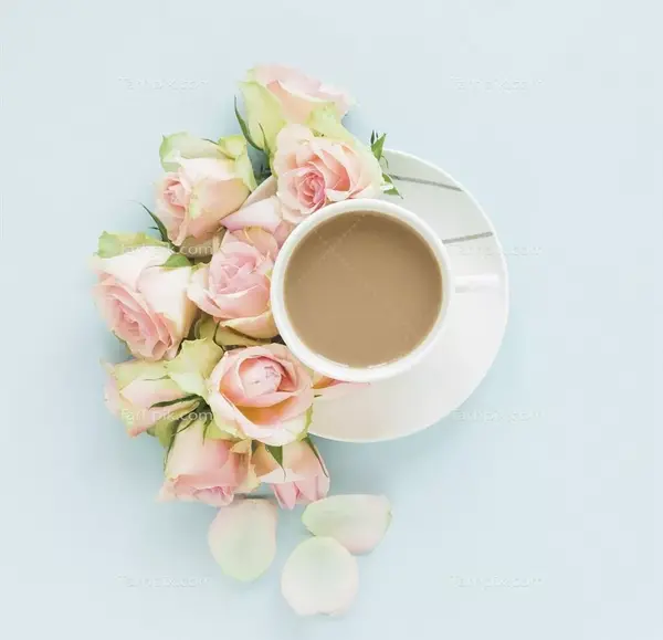 عکس فنجان قهوه و گل
