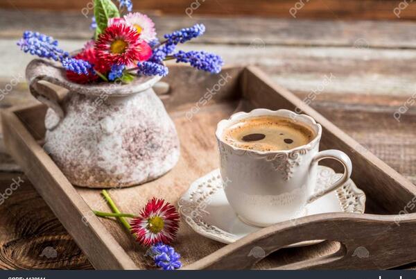 عکس فنجان قهوه و گل