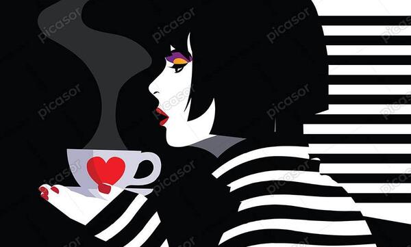 عکس فنجان قهوه سیاه سفید
