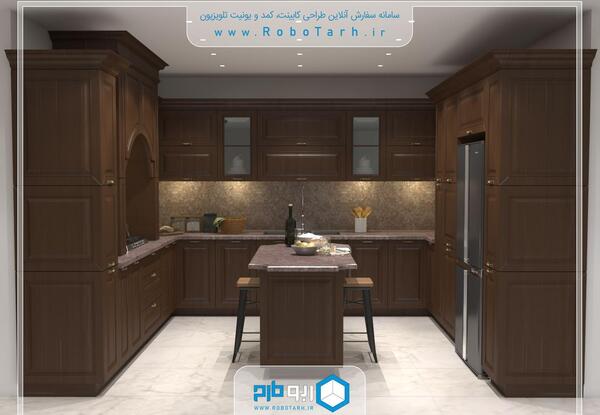 عکس کابینت آشپزخانه قهوه ای