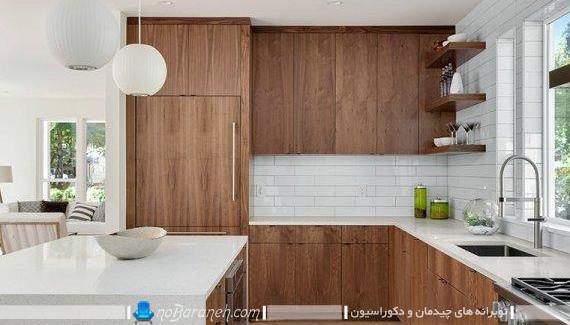 عکس کابینت آشپزخانه قهوه ای
