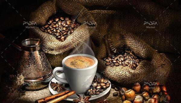 عکس لیوان قهوه از بالا