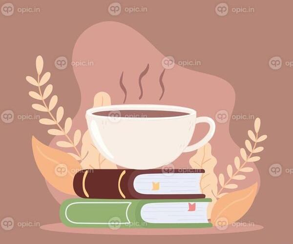 عکس از قهوه و کتاب