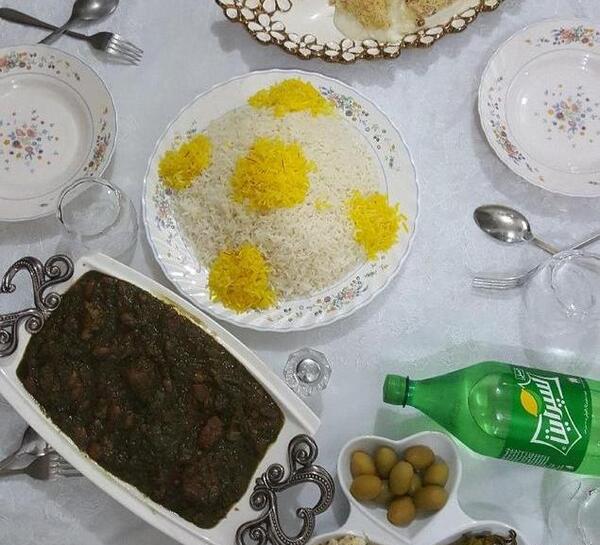 عکس برنج و قورمه سبزی