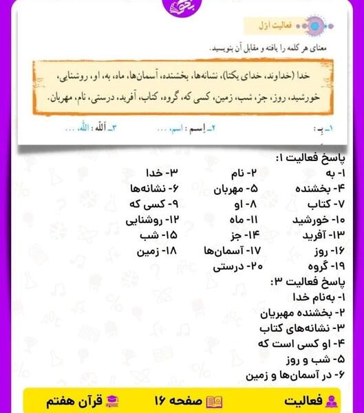 عکس صفحه قرآن هفتم