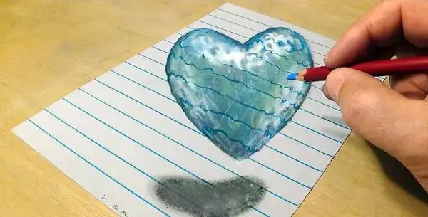 عکس نقاشی قلب سه بعدی