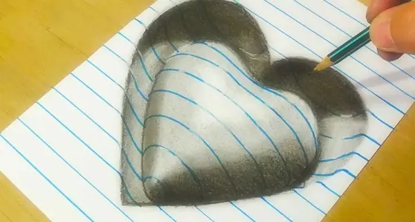 عکس نقاشی قلب سه بعدی