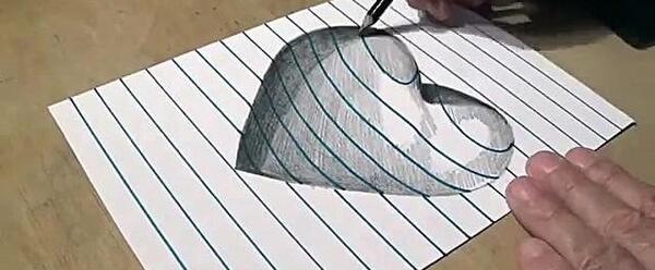 عکس نقاشی قلب سه بعدی
