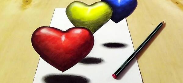 عکس نقاشی قلب سه بعدی