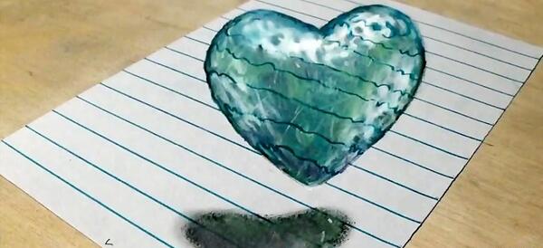 عکس نقاشی قلب سه بعدی