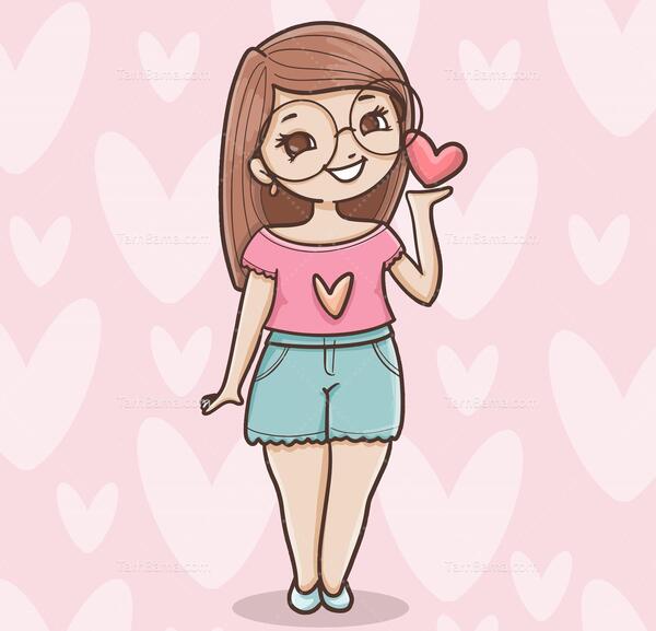 عکس قلب کارتونی صورتی