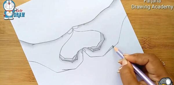 عکس قلب کره ای با دست برای پروفایل