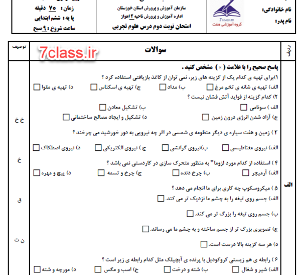 عکس زنجیره غذایی علوم ششم