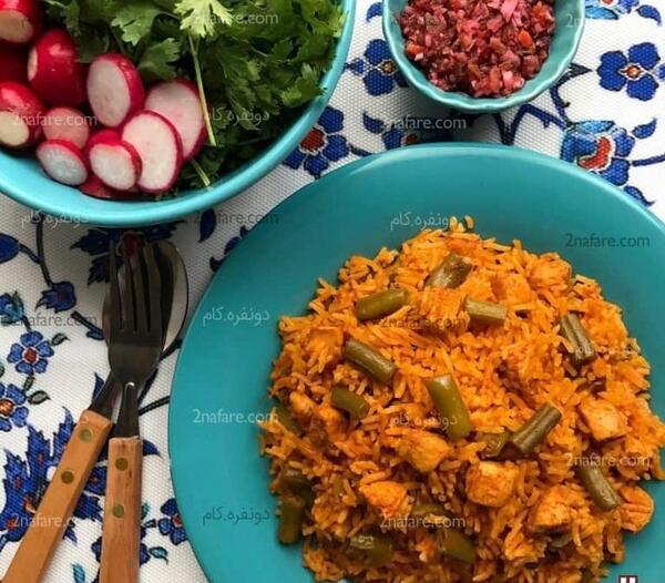 عکس غذا با مرغ و برنج