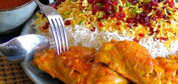 عکس غذا با مرغ و برنج