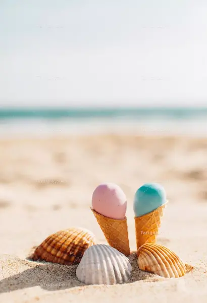 عکس دریا و ساحل و صدف