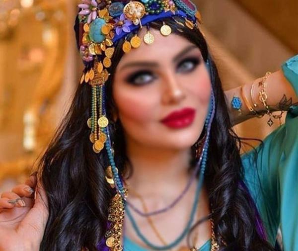 عکس عروس کردی با لباس قرمز