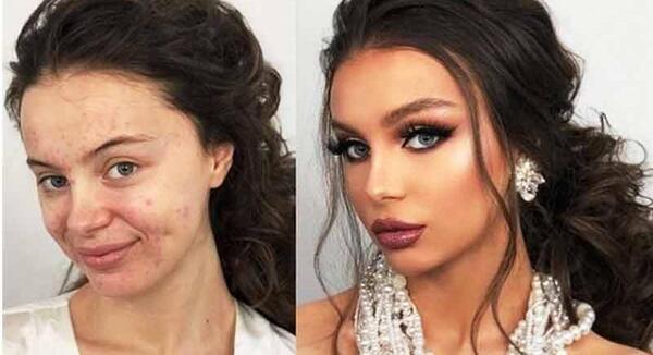 عکس های قبل و بعد میکاپ عروس