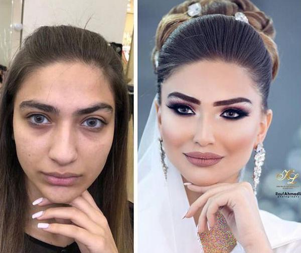 عکس های قبل و بعد میکاپ عروس