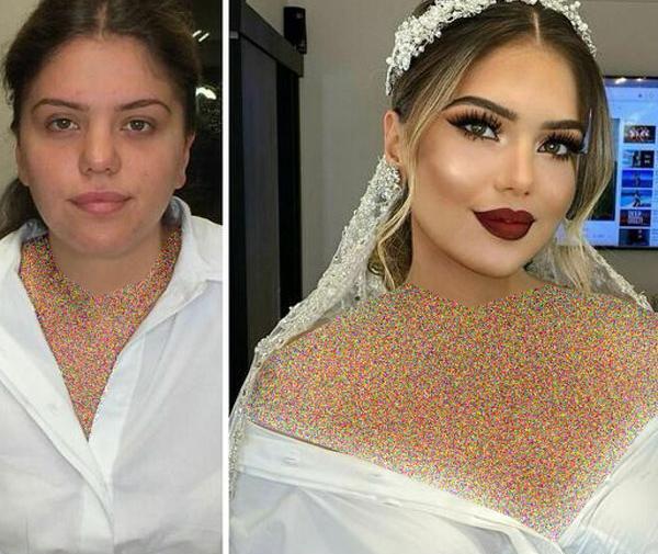 عکس های قبل و بعد میکاپ عروس