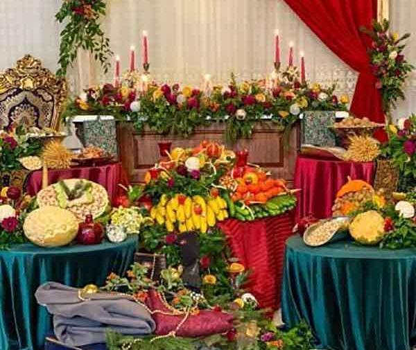 عکس تزیین سفره شب یلدا برای عروس