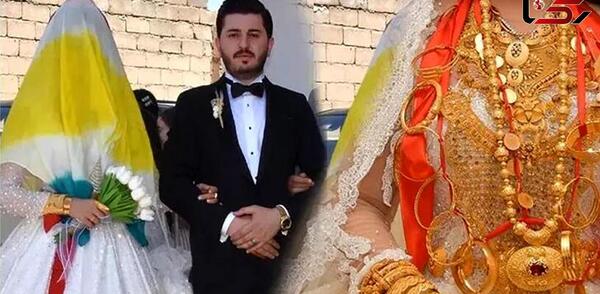 عکس عروس با لباس طلایی