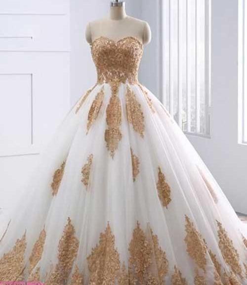 عکس عروس با لباس طلایی
