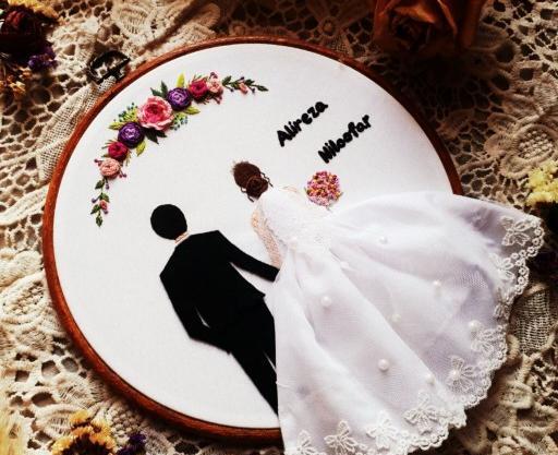 عکس گلدوزی عروس و داماد