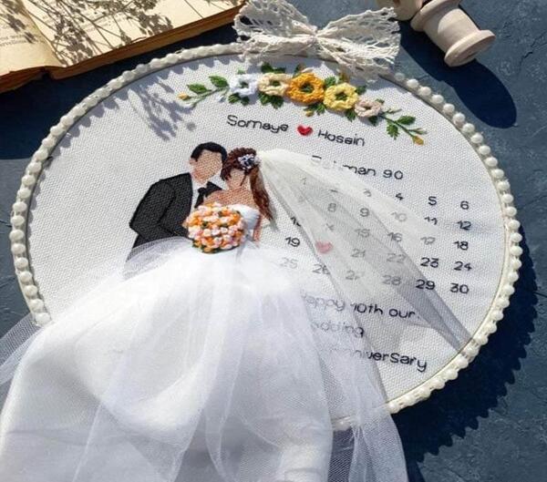 عکس گلدوزی عروس و داماد