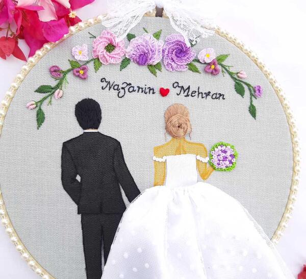 عکس گلدوزی عروس و داماد