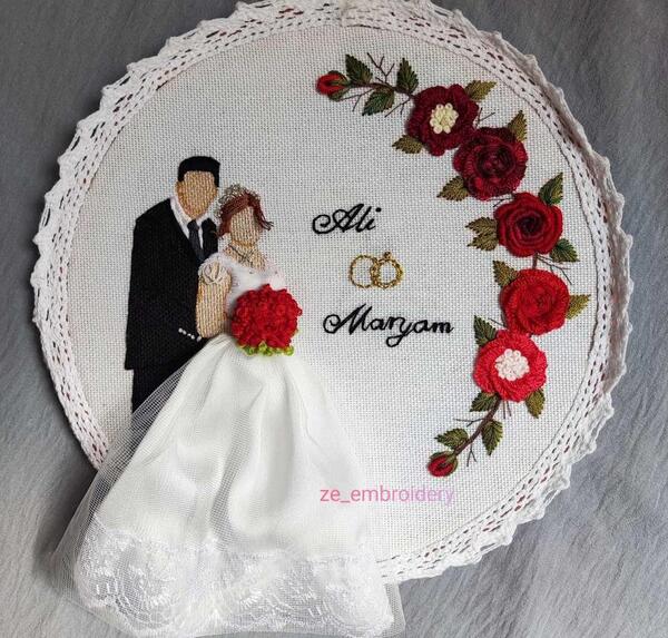 عکس گلدوزی عروس و داماد