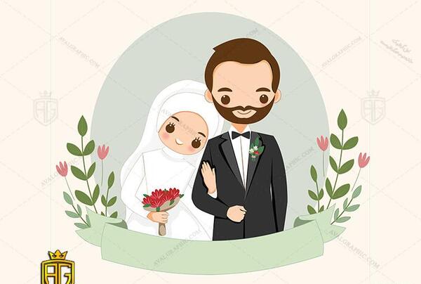 عکس عروس داماد کارتونی زیبا
