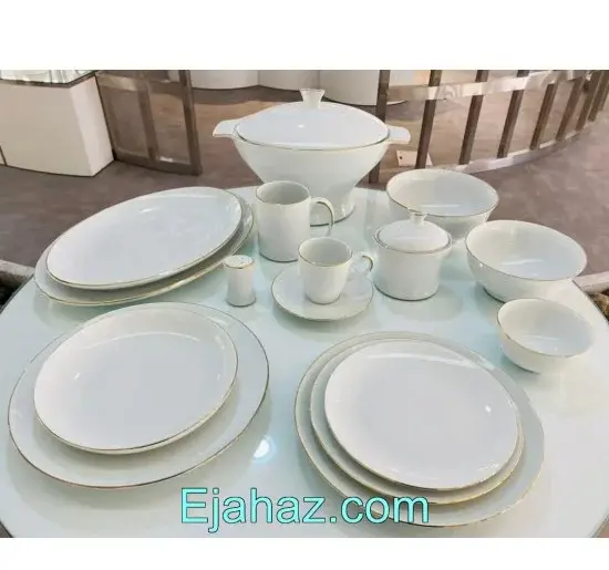 عکس ظروف چینی لب طلایی