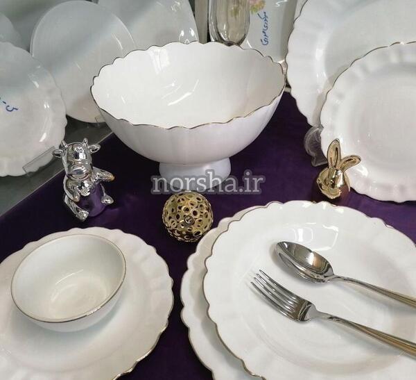 عکس ظروف چینی لب طلایی