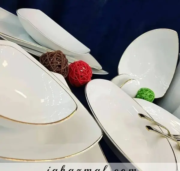 عکس ظروف چینی لب طلایی