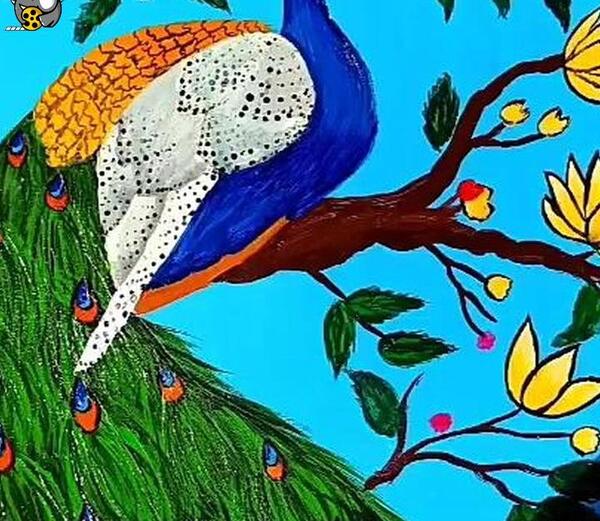 عکس نقاشی طاووس خیالی ساده
