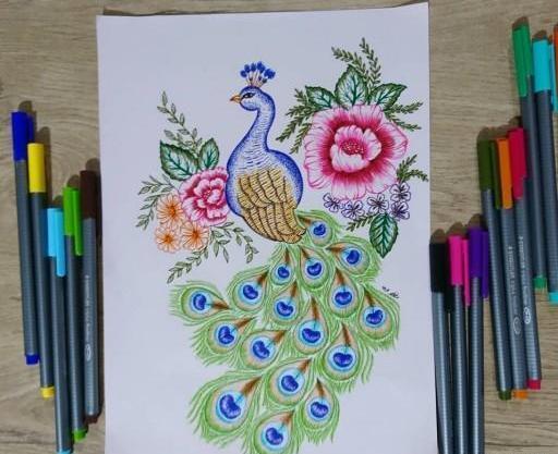 عکس طاووس نقاشی کودکانه