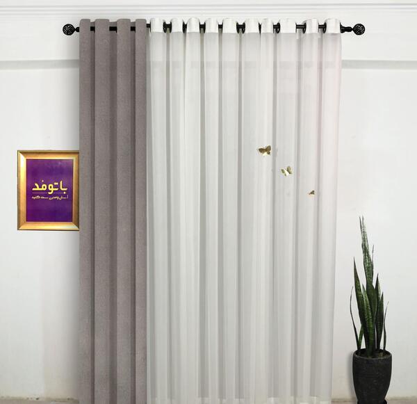 عکس پرده ساده طوسی