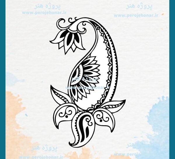 عکس بته جقه ساده برای نقاشی
