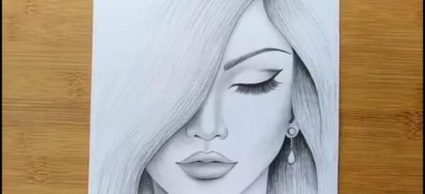 عکس طراحی ساده چهره دختر