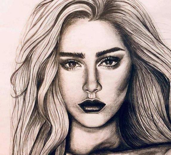 عکس طراحی چهره ساده با مداد