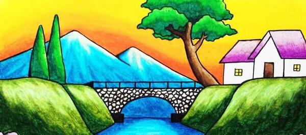 عکس نقاشی ساده ی طبیعت