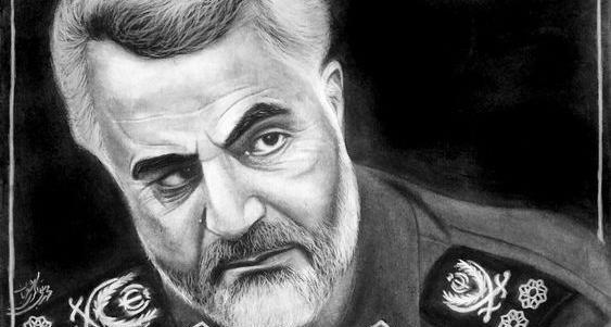 عکس نقاشی سردار سلیمانی ساده کودکانه