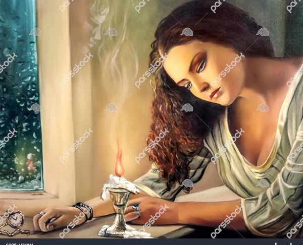 عکس شمع و دختر غمگین