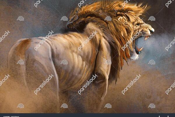 عکس نقاشی شیر خوابیده