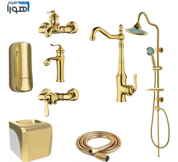 عکس شیرآلات سفید طلایی