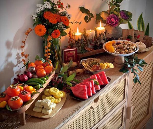 عکس تزیین شب یلدا سفره