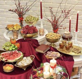 عکس تزیین سفره ی شب یلدا ساده