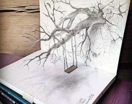عکس نقاشی سه بعدی دخترانه