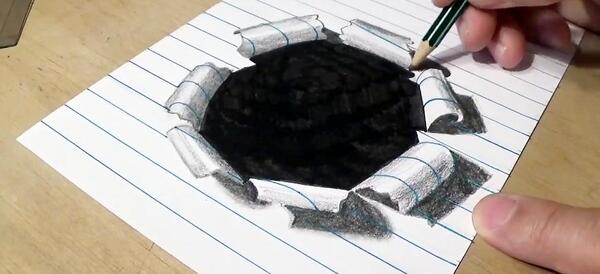 عکس سه بعدی ساده روی کاغذ